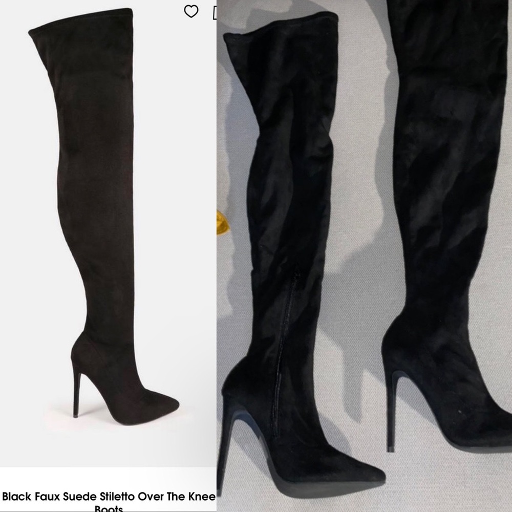 Suede black thigh high’s